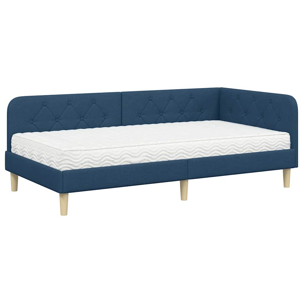 Kutni okvir kreveta Plava 90 x 200 cm tkanina