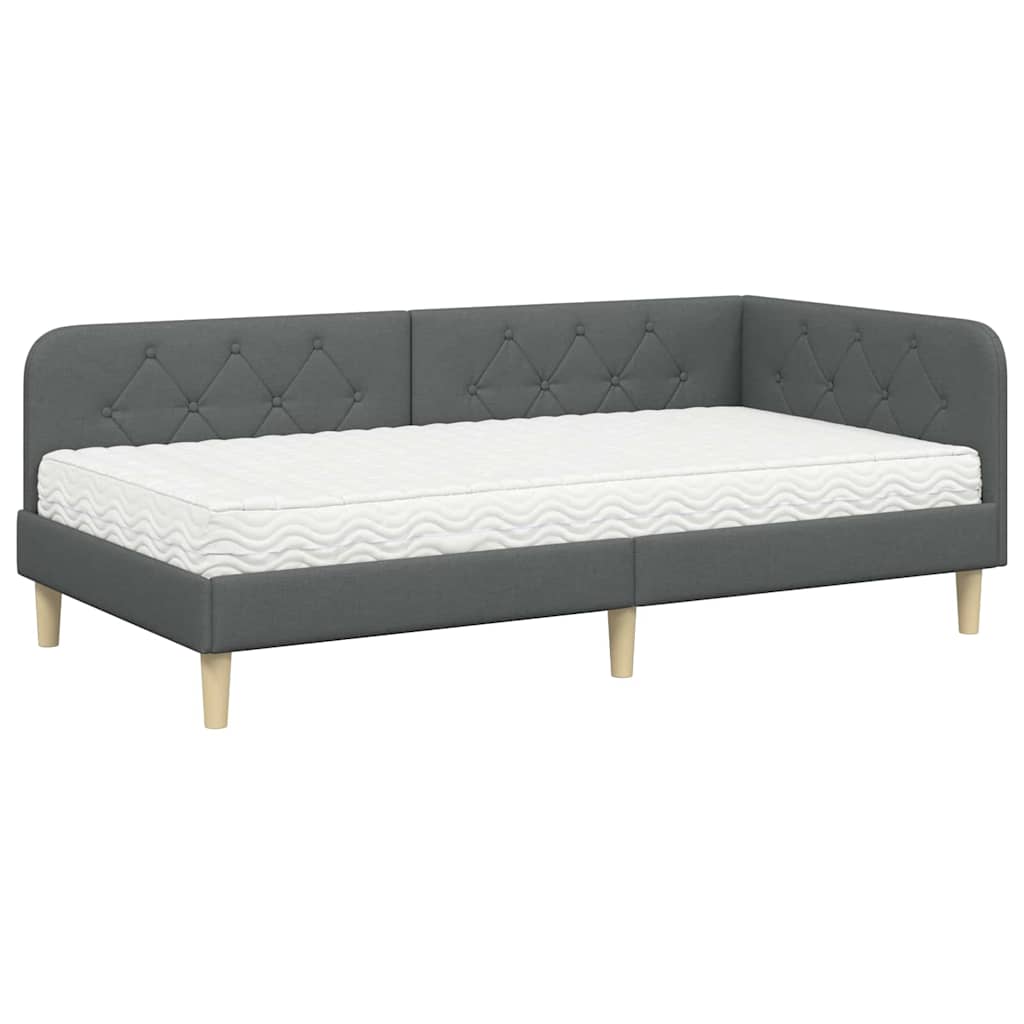 Kutni okvir kreveta Tamno siva 100 x 200 cm tkanina