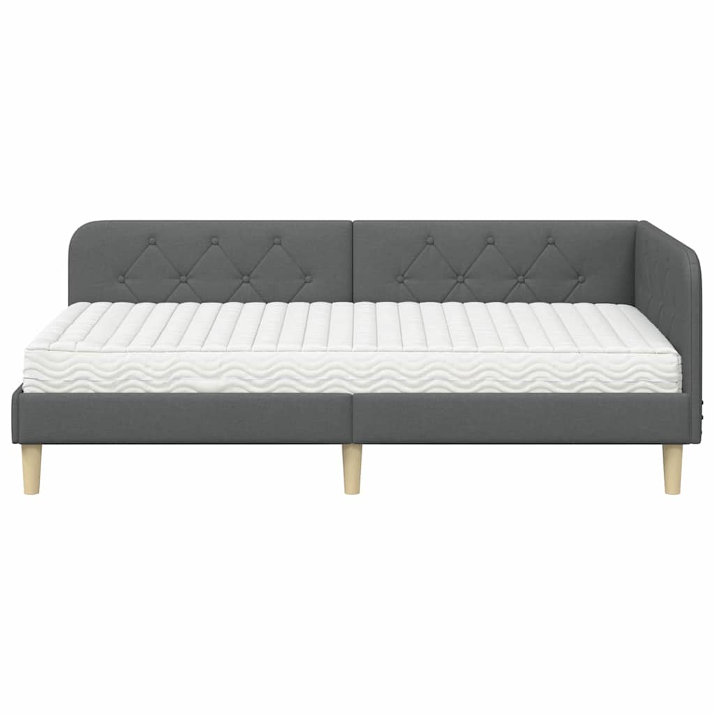 Kutni okvir kreveta Tamno siva 100 x 200 cm tkanina