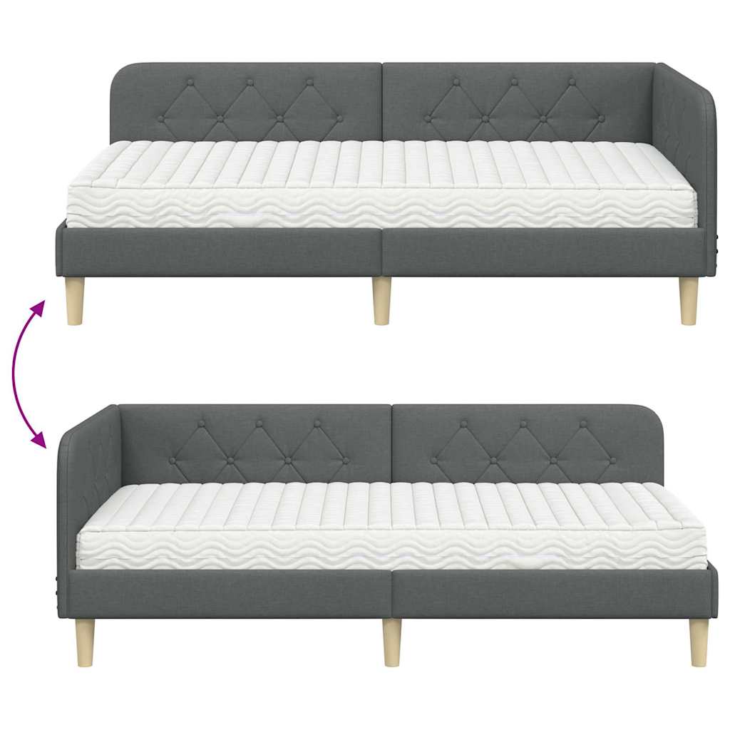 Kutni okvir kreveta Tamno siva 100 x 200 cm tkanina