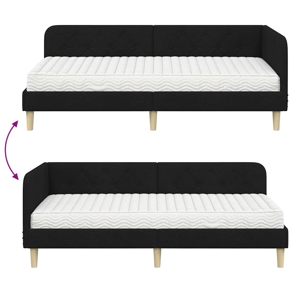 Kutni okvir kreveta Crna 100 x 200 cm tkanina