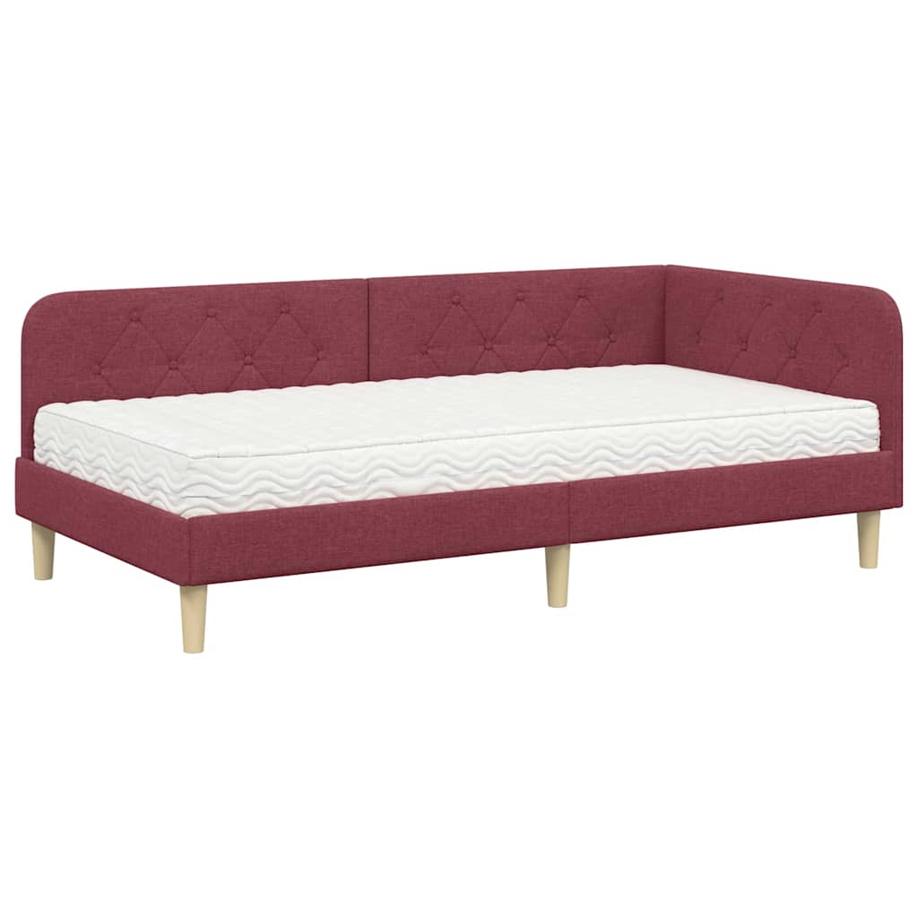 Kutni okvir kreveta Vinska crvena 100 x 200 cm tkanina