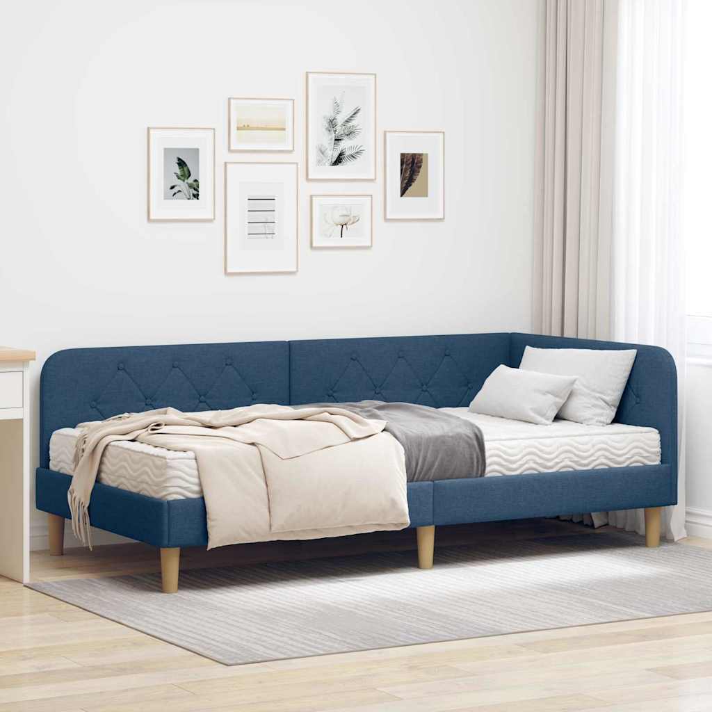 Kutni okvir kreveta Plava 100 x 200 cm tkanina