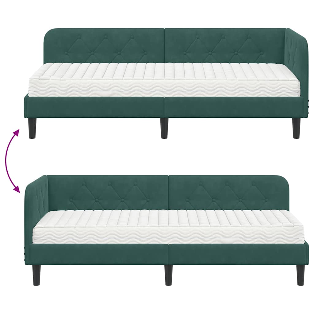 Kutni okvir kreveta Tamnozelena 80 x 200 cm Baršun