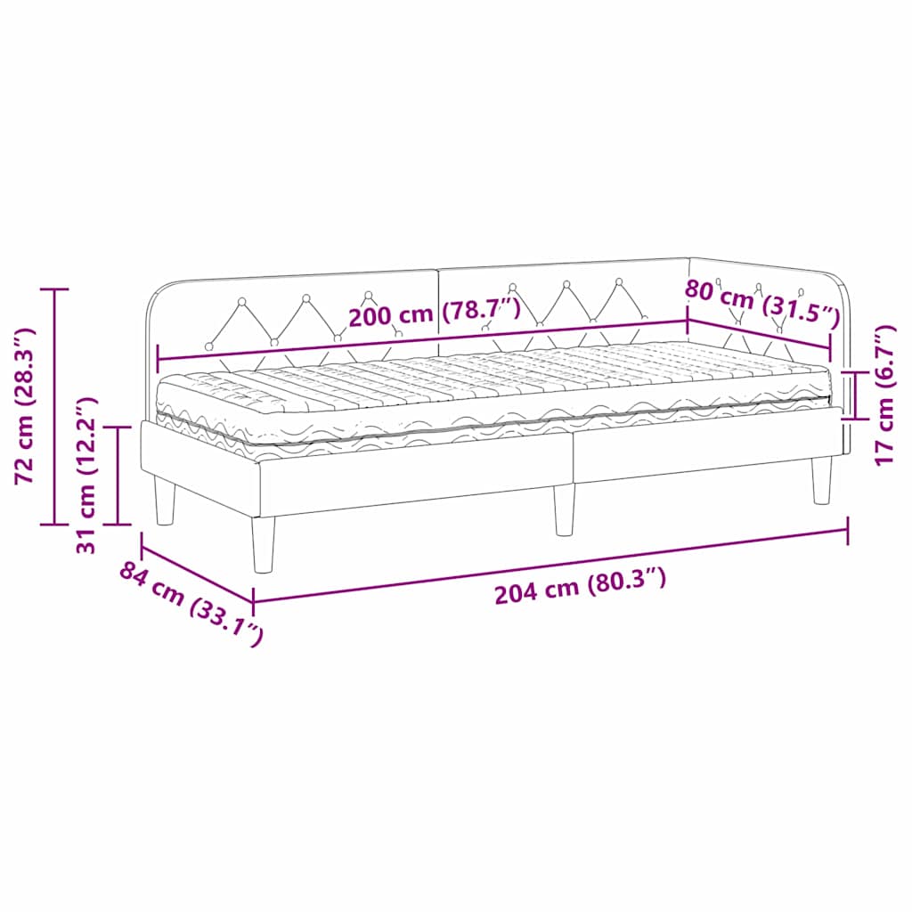 Kutni okvir kreveta Tamnozelena 80 x 200 cm Baršun