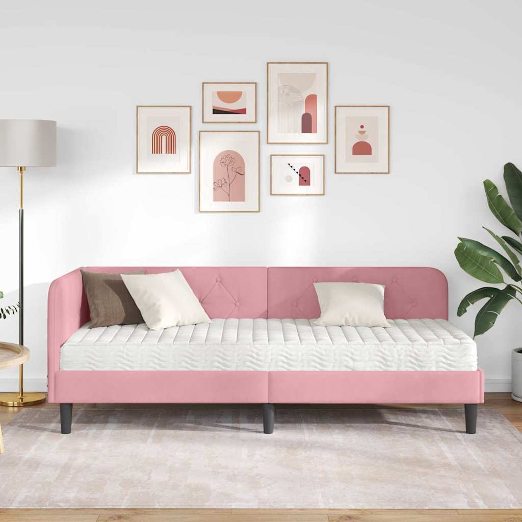 Kutni okvir kreveta Ružičasta 80 x 200 cm Baršun