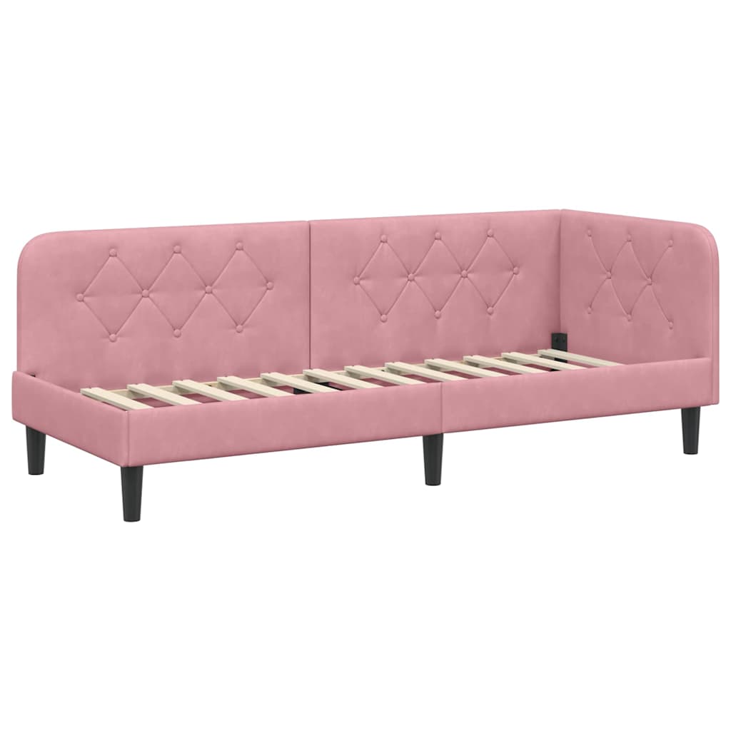 Kutni okvir kreveta Ružičasta 80 x 200 cm Baršun
