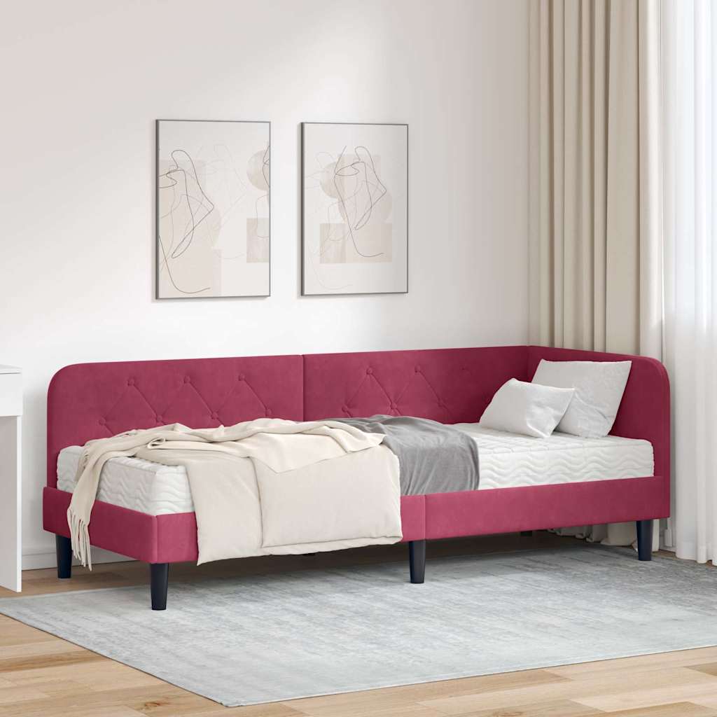 Kutni okvir kreveta Vinska crvena 80 x 200 cm Baršun