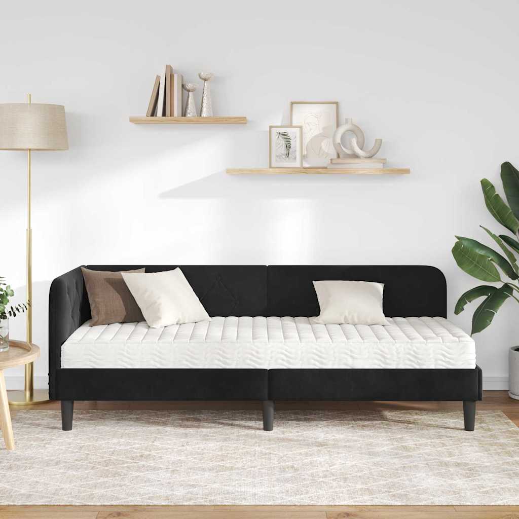 Kutni okvir kreveta Crna 80 x 200 cm Baršun