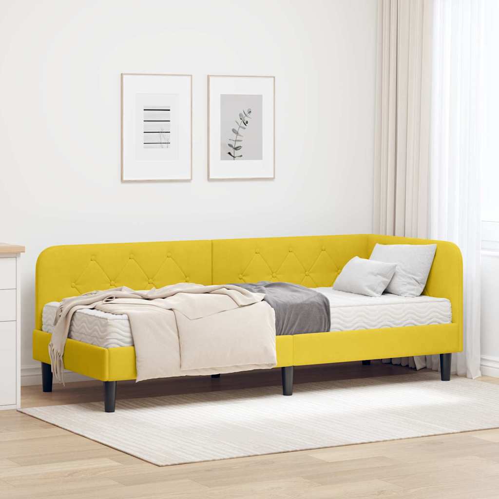 Kutni okvir kreveta Žuta 80 x 200 cm Baršun