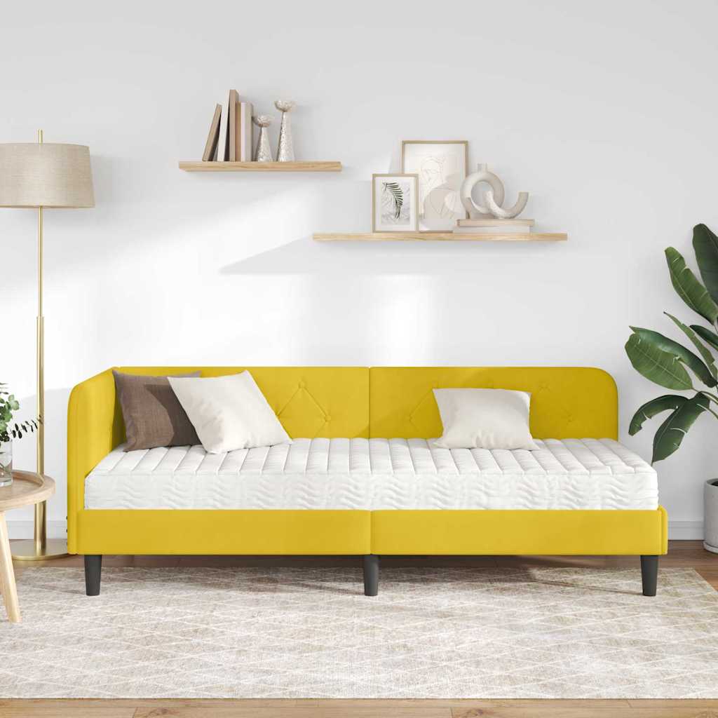 Kutni okvir kreveta Žuta 80 x 200 cm Baršun
