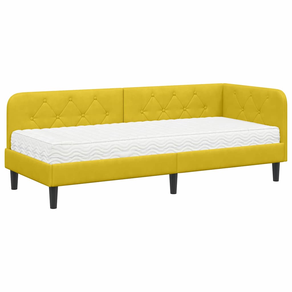 Kutni okvir kreveta Žuta 80 x 200 cm Baršun