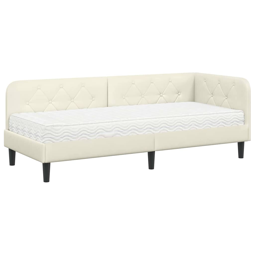 Kutni okvir kreveta Krema 80 x 200 cm Baršun