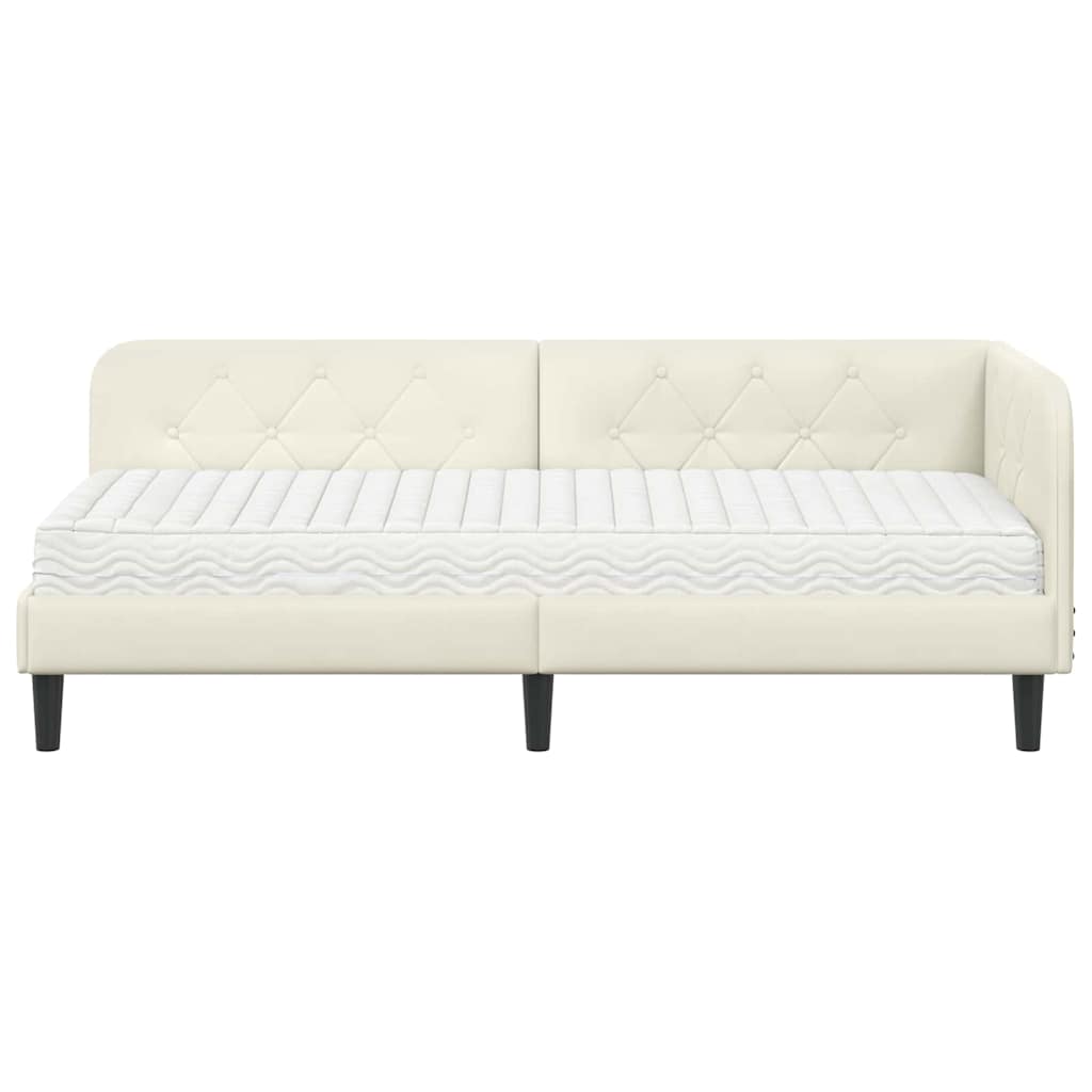 Kutni okvir kreveta Krema 80 x 200 cm Baršun