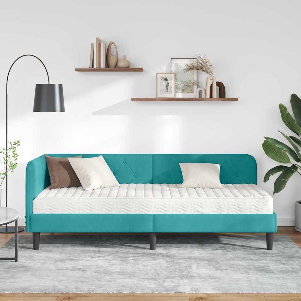 Kutni okvir kreveta Tirkizna 80 x 200 cm Baršun