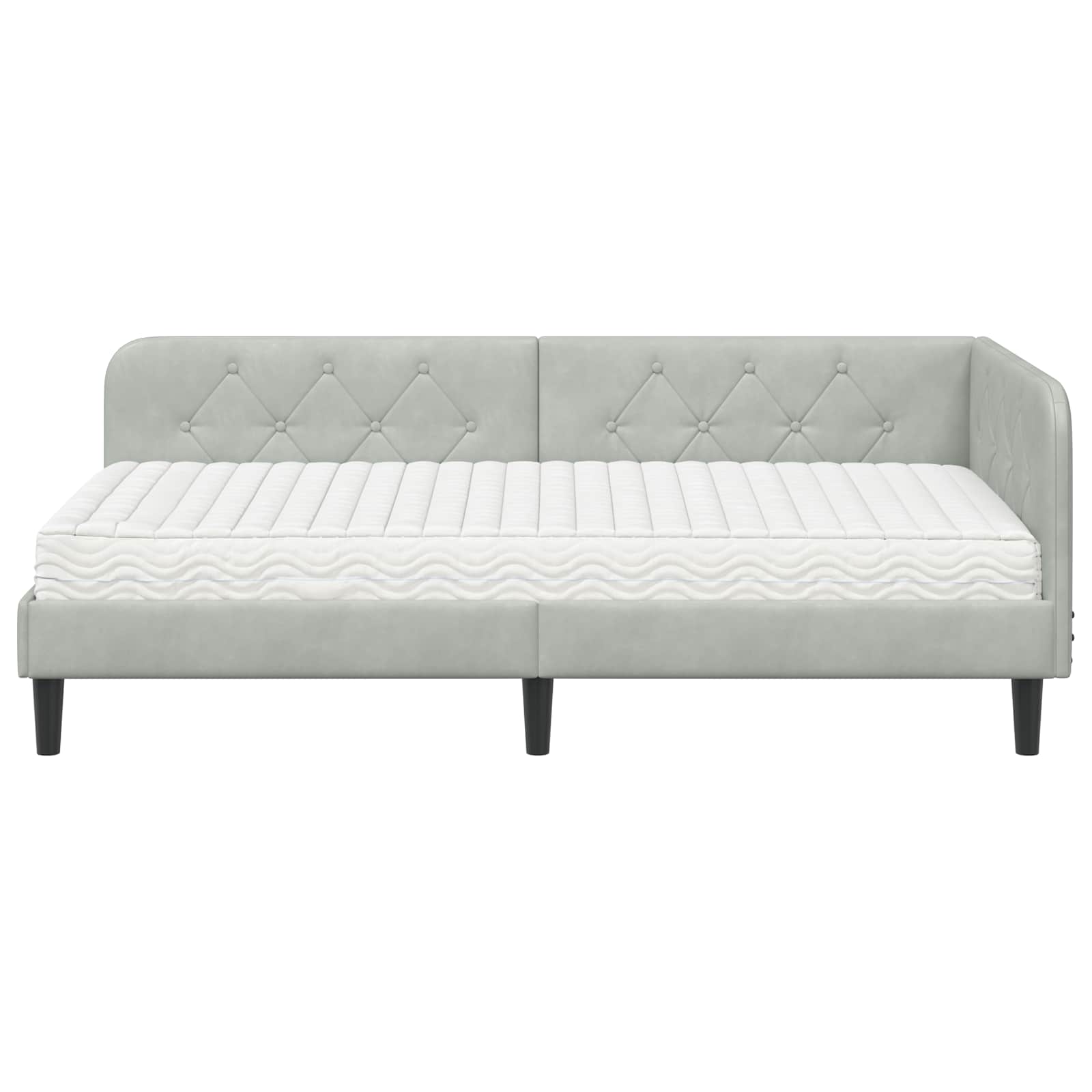 Kutni okvir kreveta Svijetlo siva 90 x 190 cm Baršun