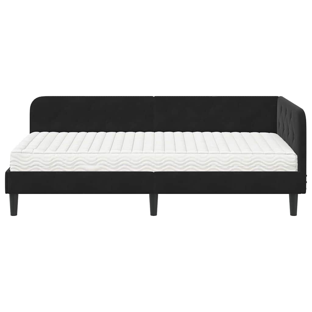 Kutni okvir kreveta Crna 90 x 190 cm Baršun