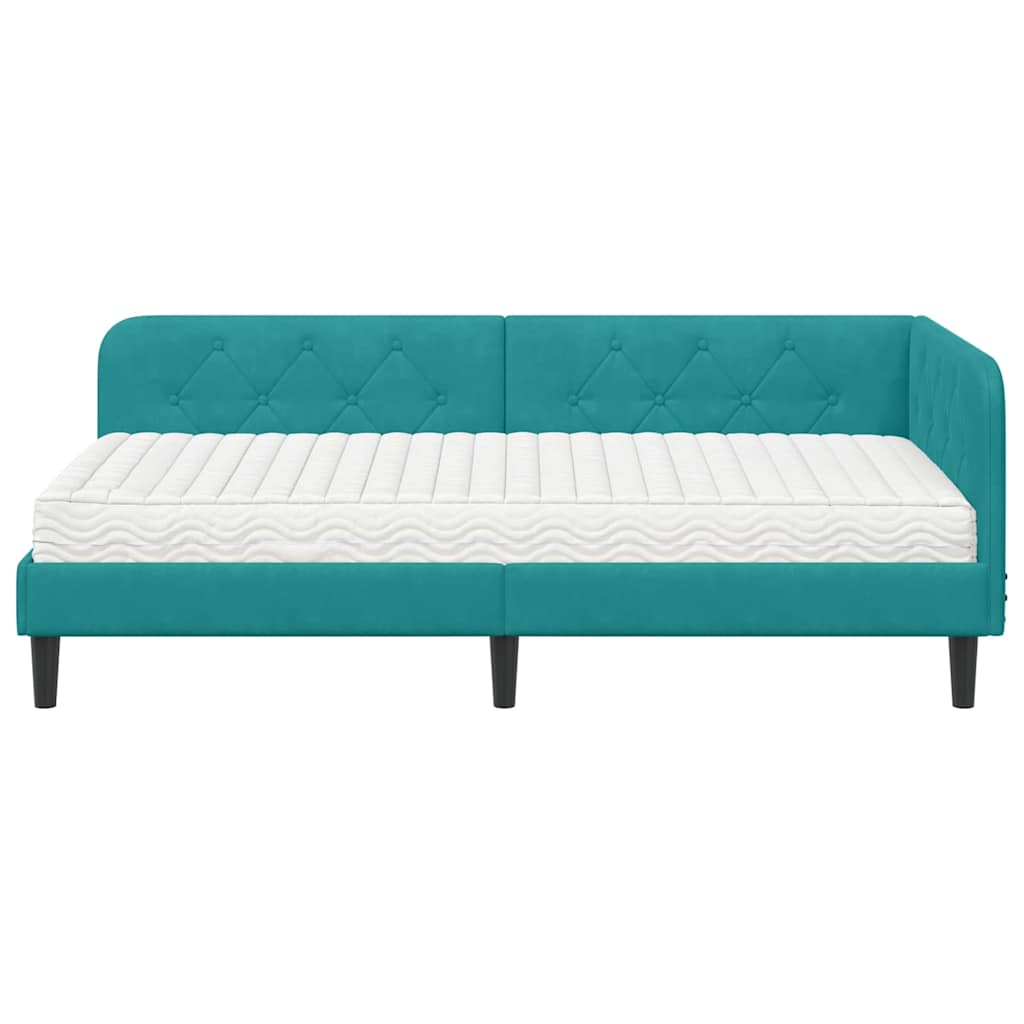 Kutni okvir kreveta Tirkizna 90 x 200 cm Baršun
