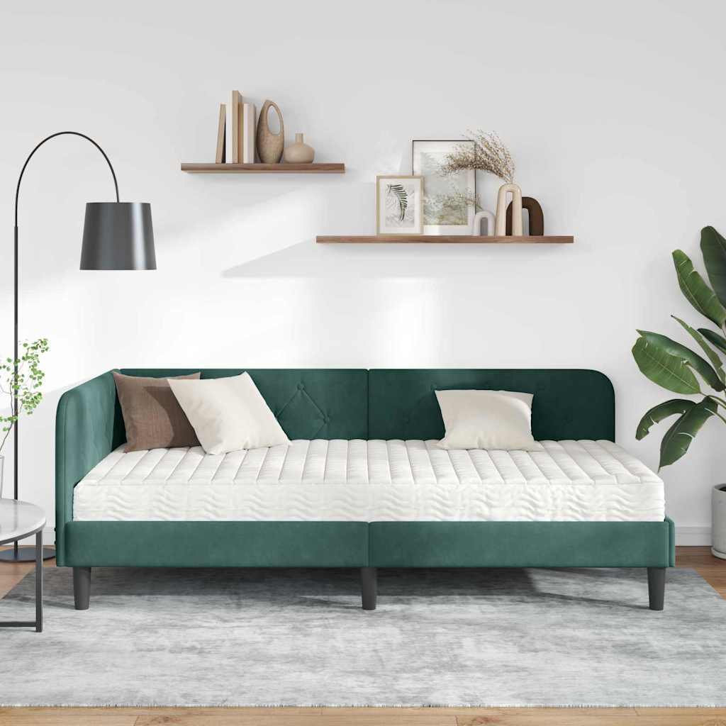 Kutni okvir kreveta Tamnozelena 100 x 200 cm Baršun