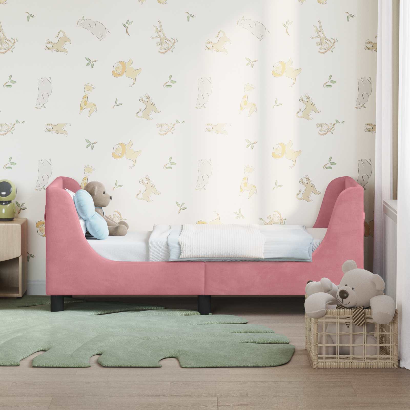 Okvir kreveta za malu djecu s naslonom Ružičasta 70 x 140 cm