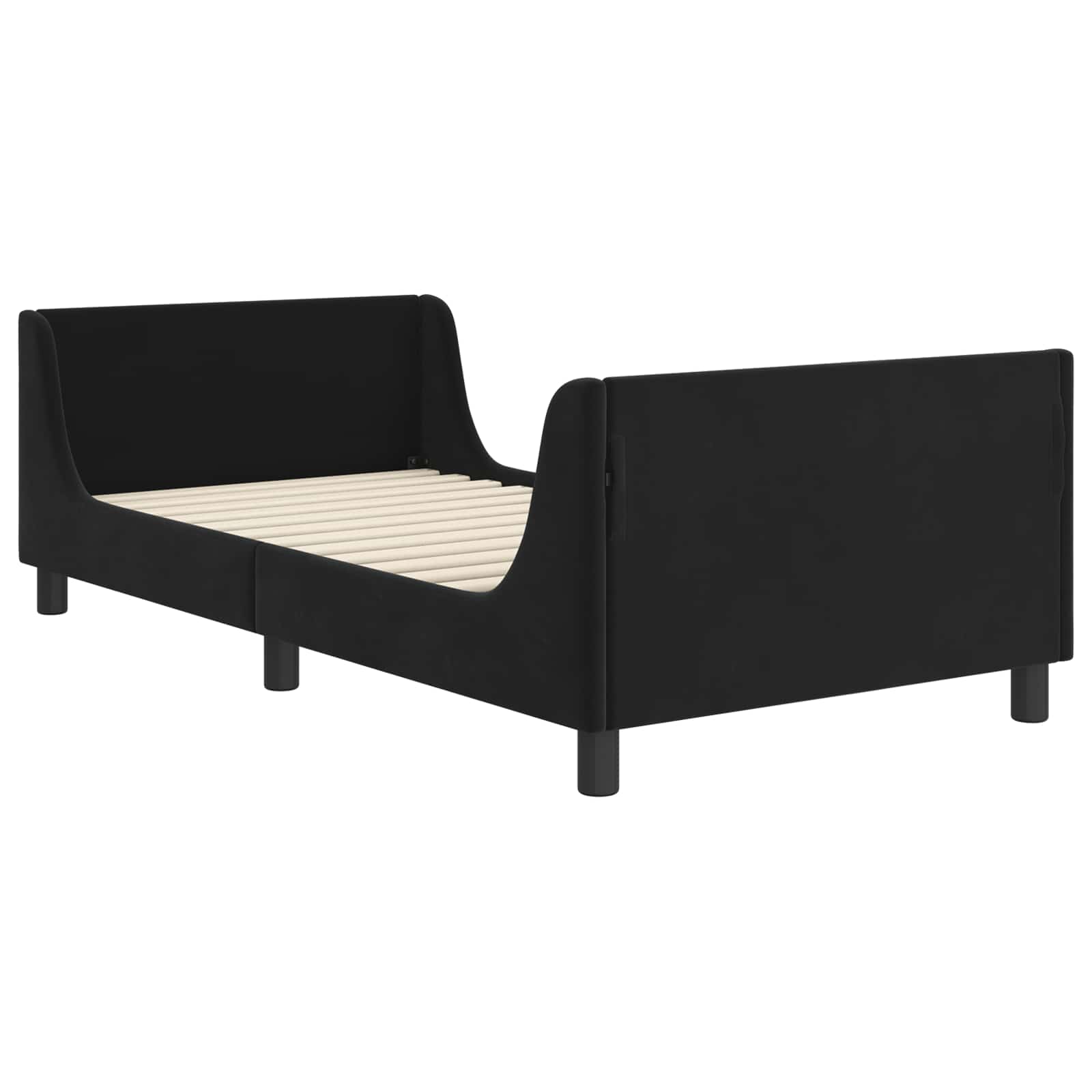 Krevet za djecu s uzglavljem Crna 80 x 200 cm Baršun