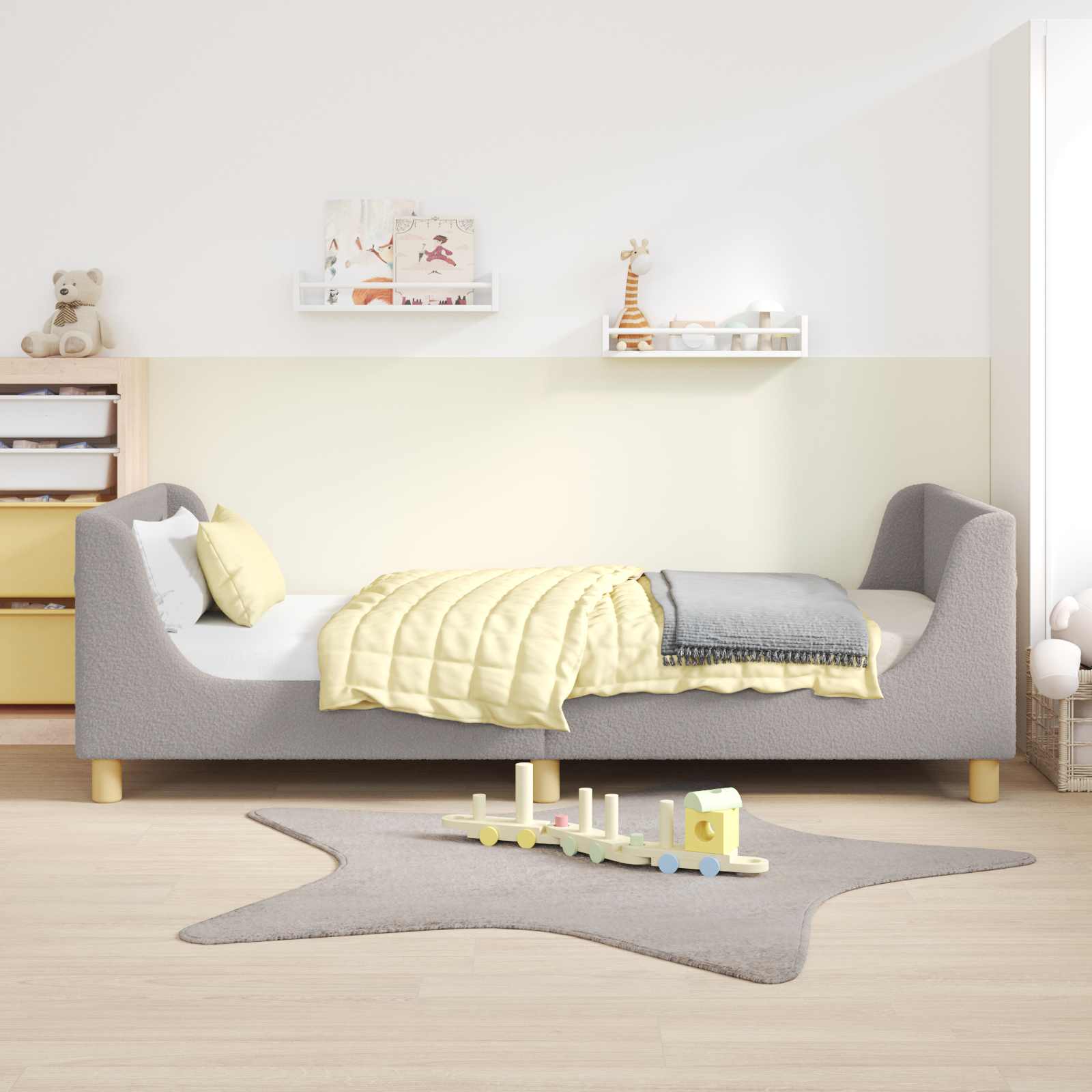 Krevet za djecu s uzglavljem Svijetlo siva 90 x 190 cm Vuna