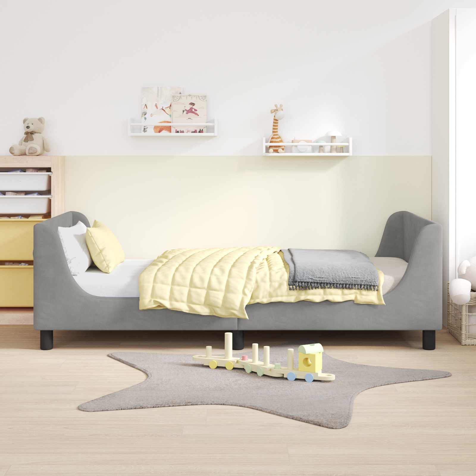 Krevet za djecu s uzglavljem Svijetlo siva 90 x 190 cm Baršun
