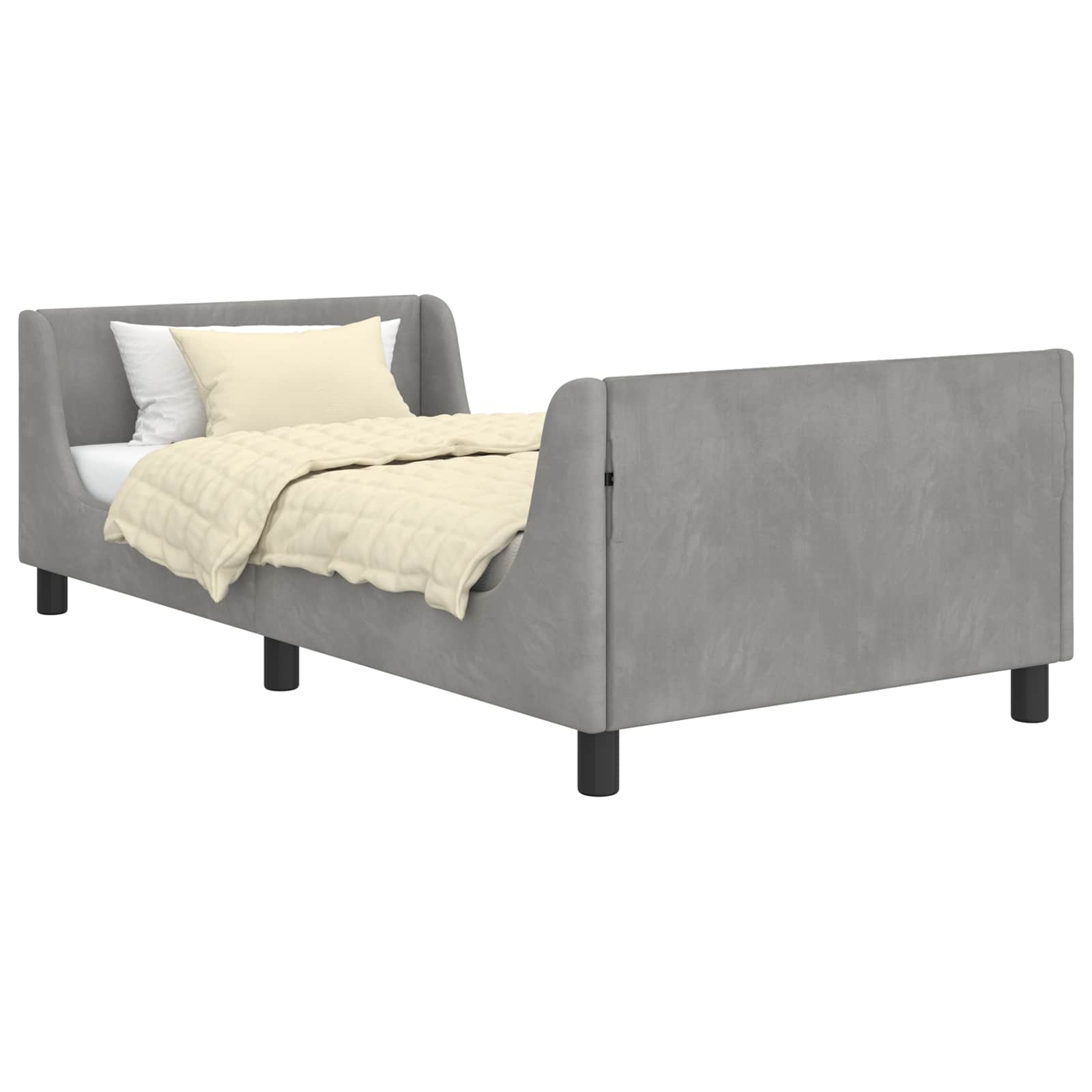 Krevet za djecu s uzglavljem Svijetlo siva 90 x 190 cm Baršun