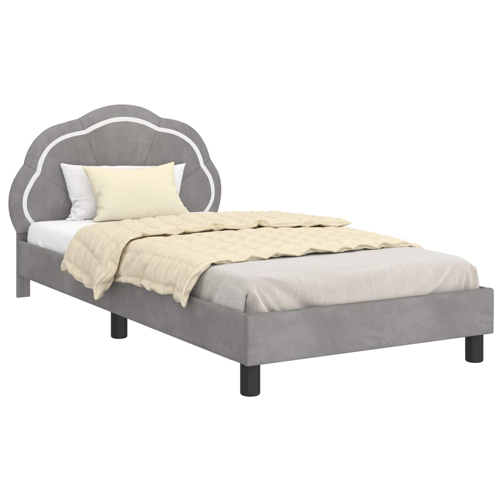 Krevet za djecu s uzglavljem Svijetlo siva 90 x 190 cm Baršun