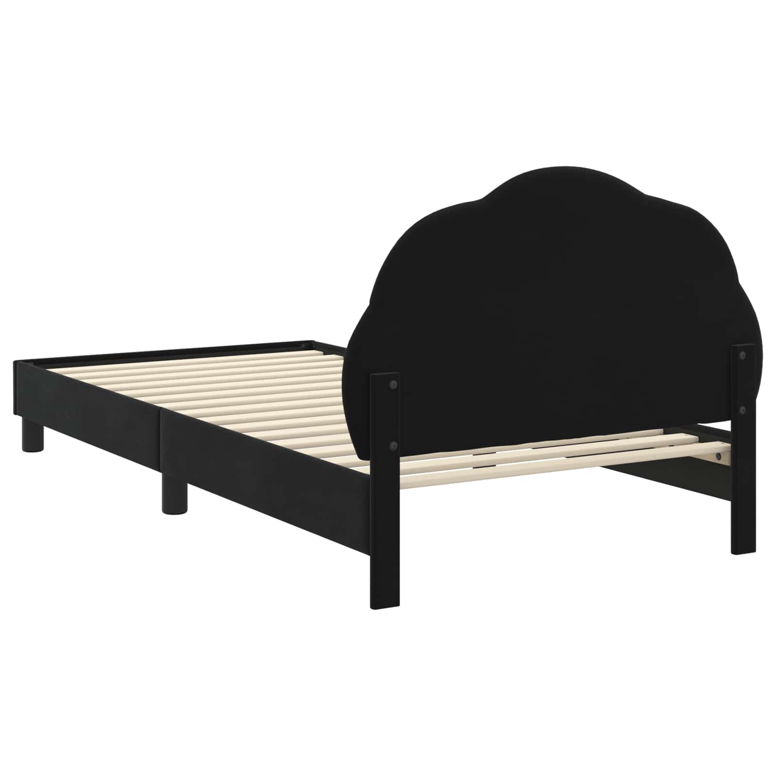 Krevet za djecu s uzglavljem Crna 90 x 190 cm Baršun