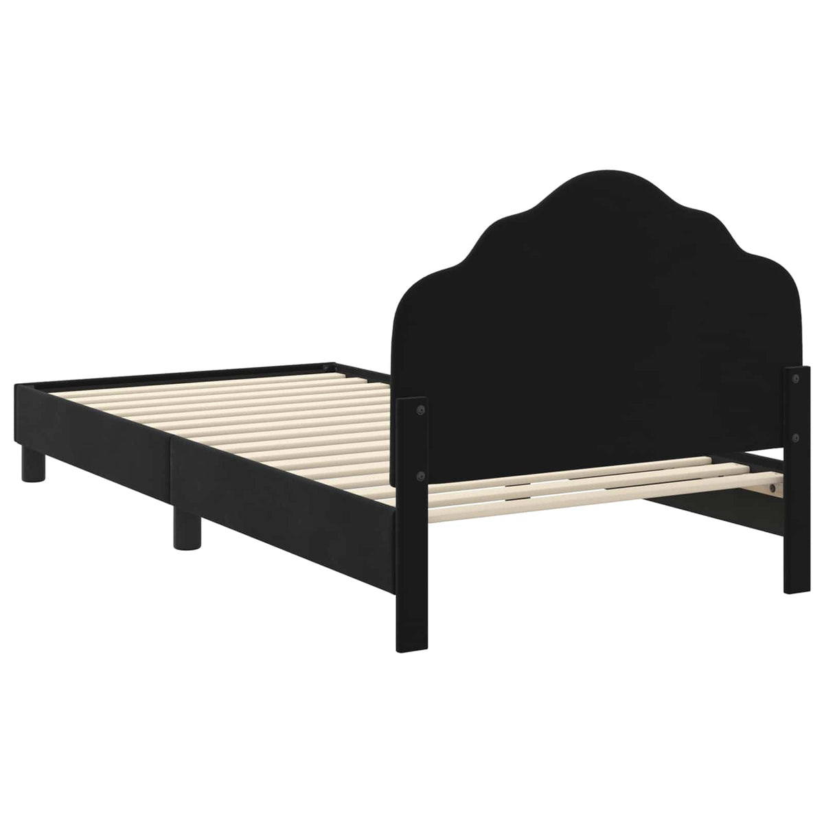 Krevet za djecu s uzglavljem Crna 80 x 200 cm Baršun