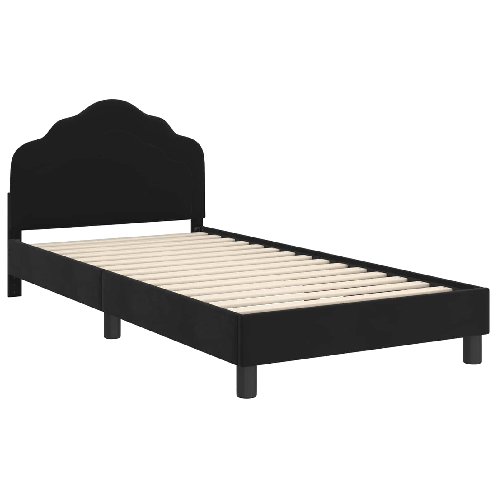 Krevet za djecu s uzglavljem Crna 90 x 190 cm Baršun