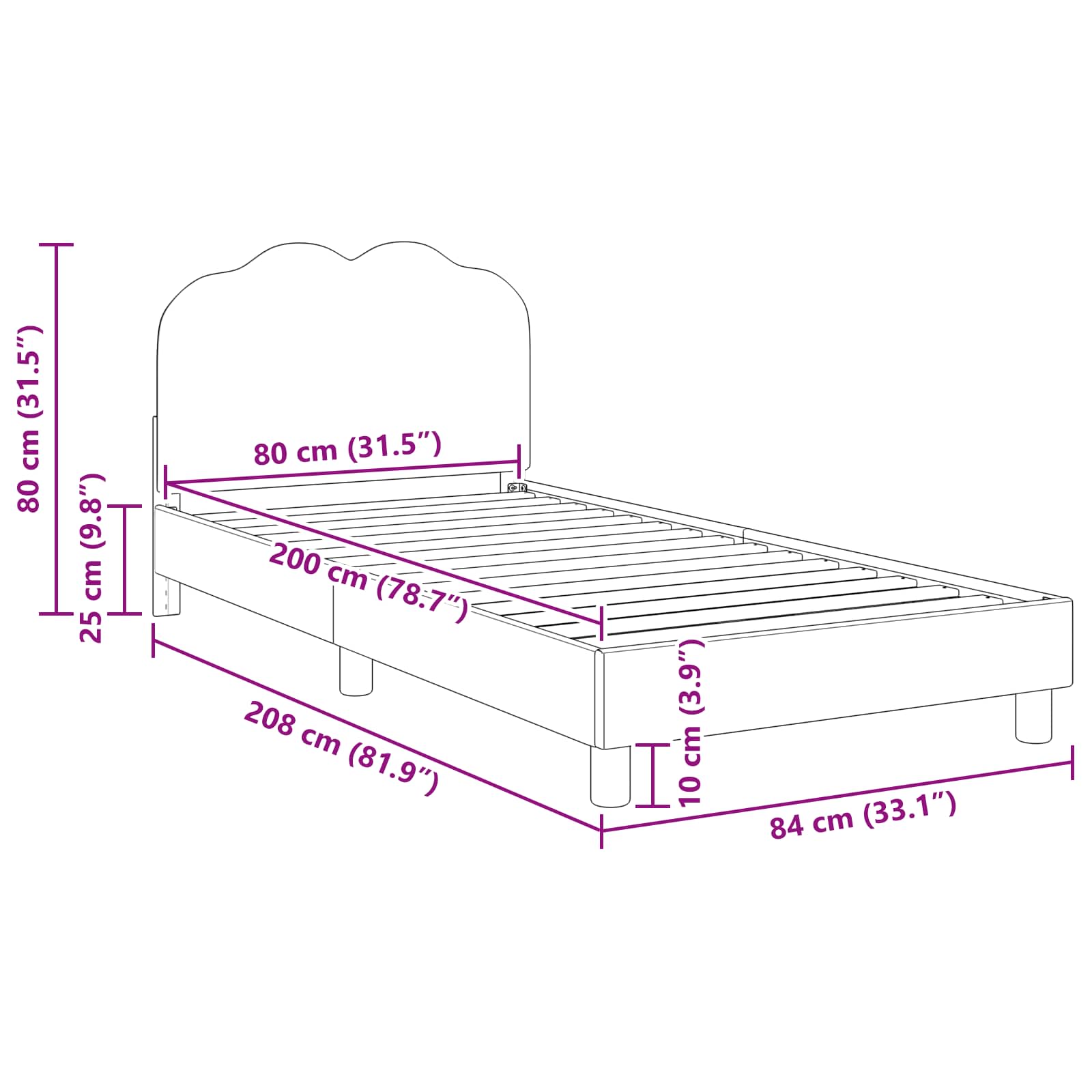 Krevet za djecu s uzglavljem Svijetlo siva 80 x 200 cm Vuna