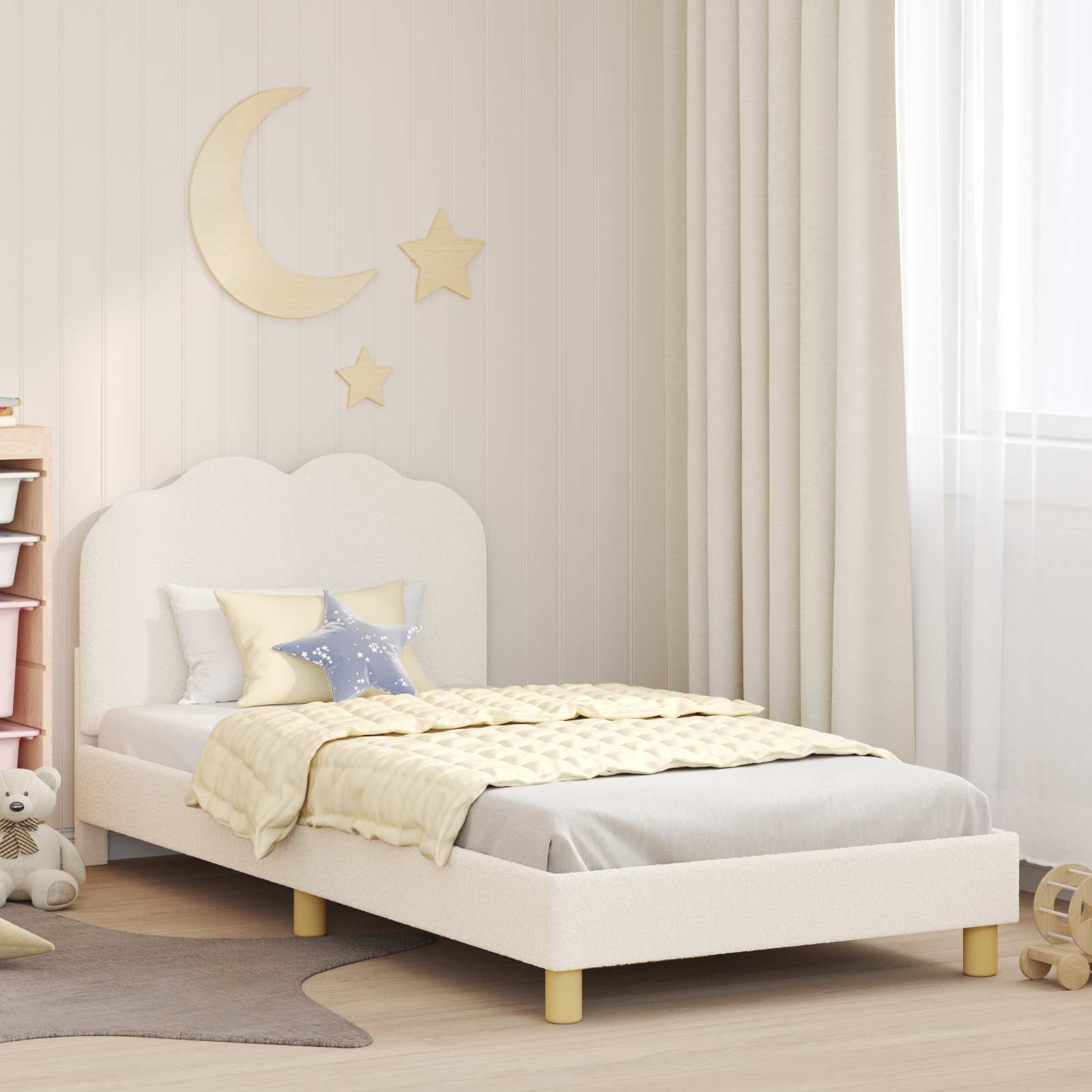 Krevet za djecu s uzglavljem Krema 90 x 200 cm Vuna