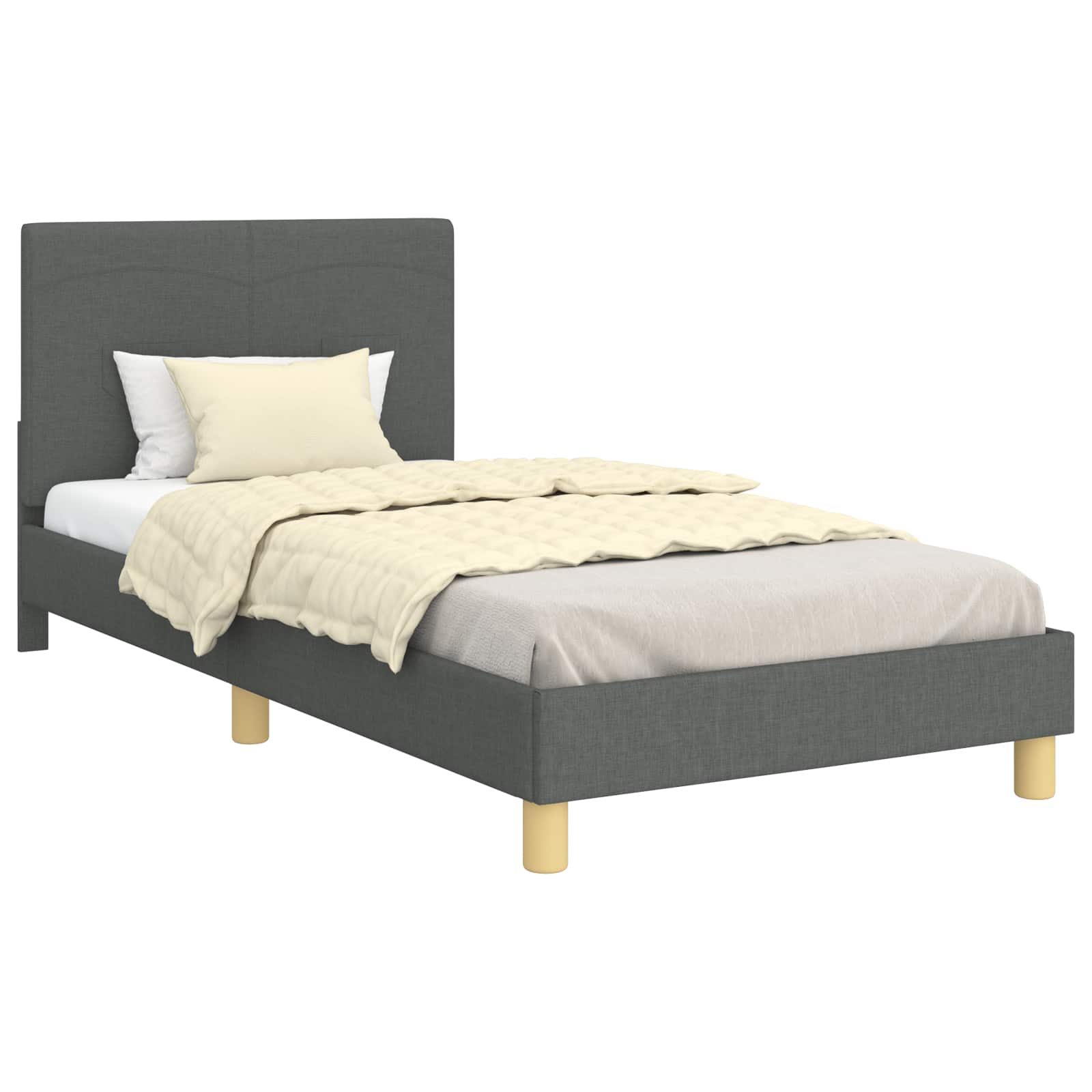 Krevet za djecu s uzglavljem Tamno siva 90 x 190 cm tkanina