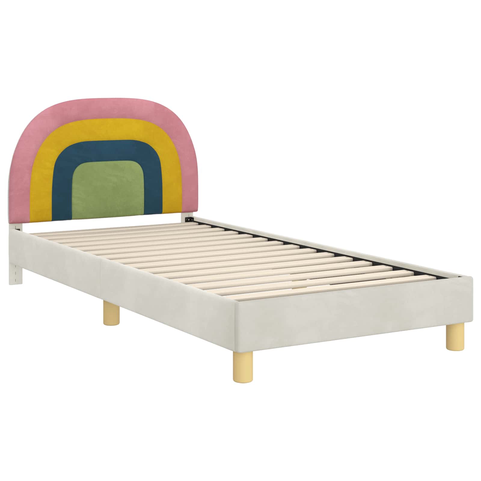 Krevet za djecu s uzglavljem Krema 90 x 190 cm Baršun