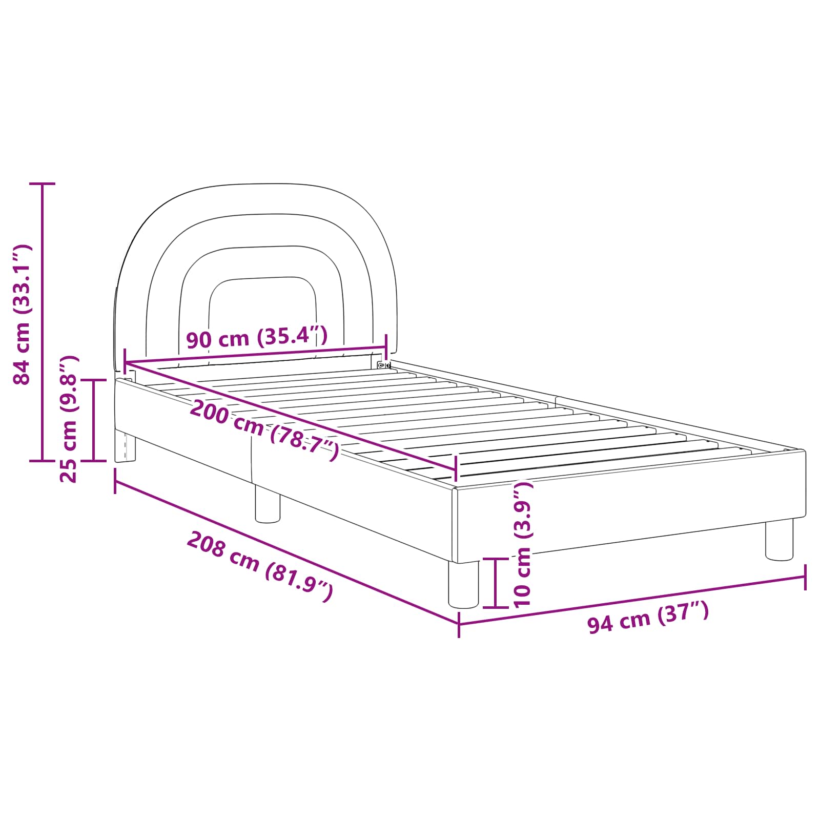 Krevet za djecu s uzglavljem Krema 90 x 200 cm Baršun
