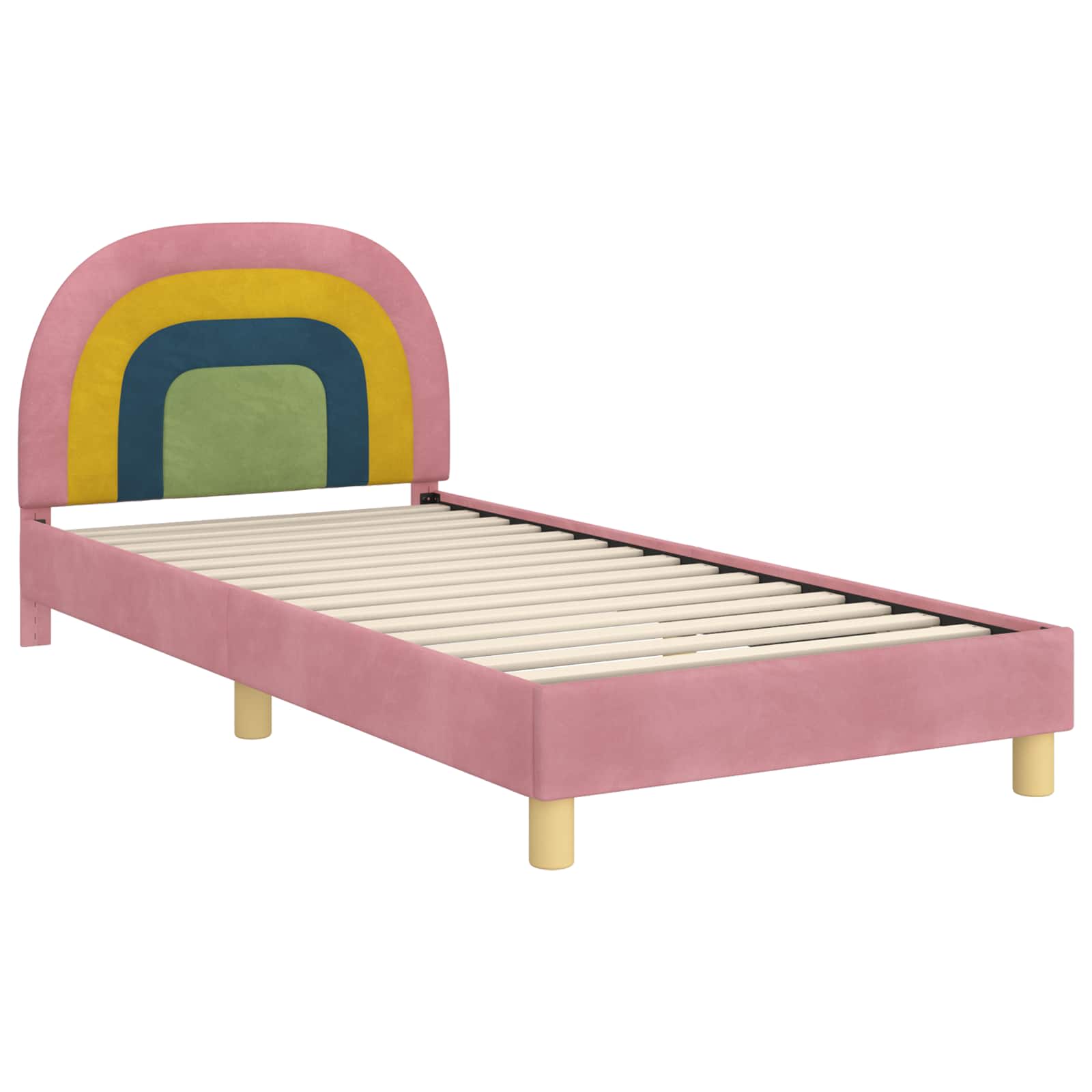 Krevet za djecu s uzglavljem Ružičasta 90 x 200 cm Baršun