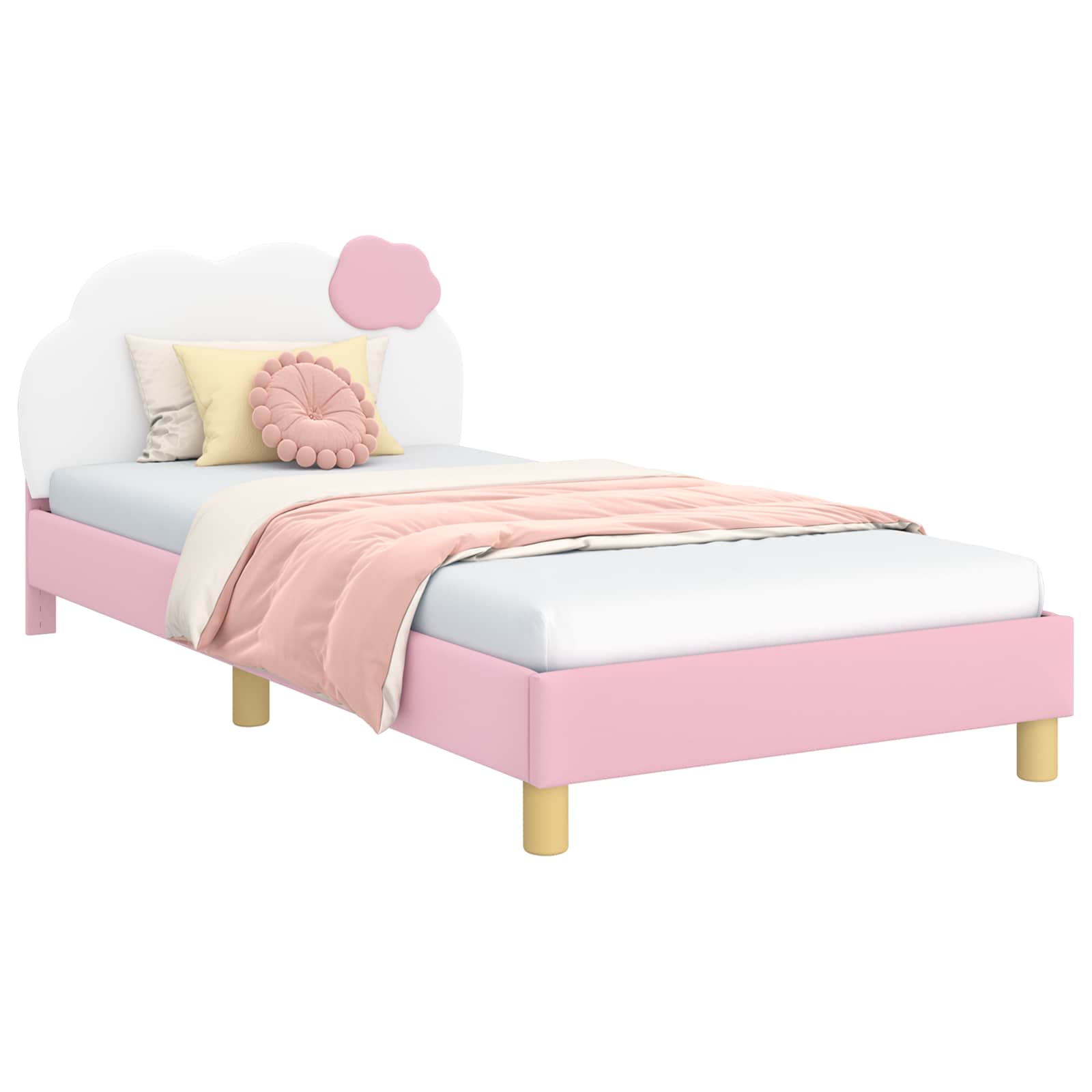 Krevet za djecu s uzglavljem Ružičasta 90 x 190 cm PU
