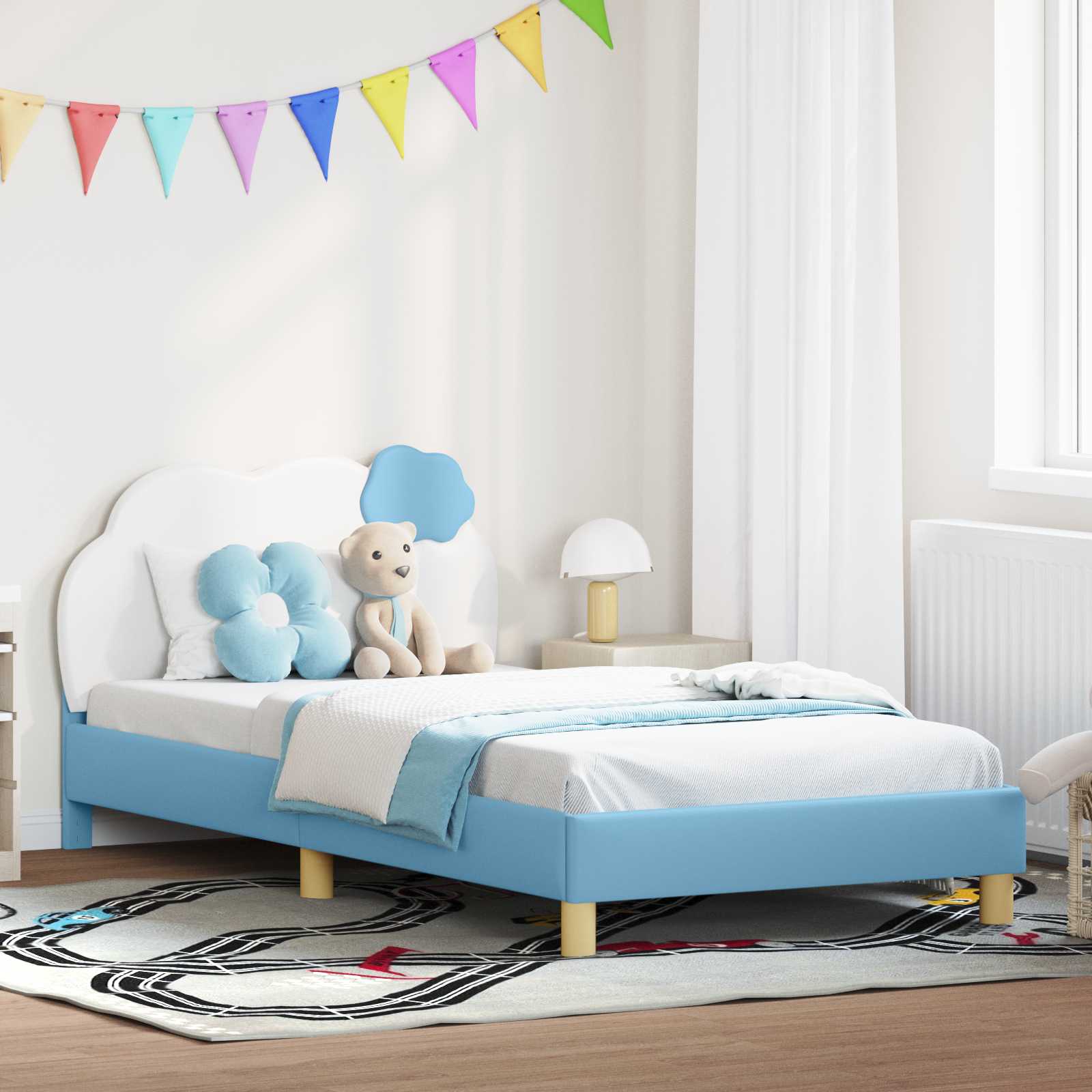 Krevet za djecu s uzglavljem s uzglavljem Plava 90 x 190 cm PU