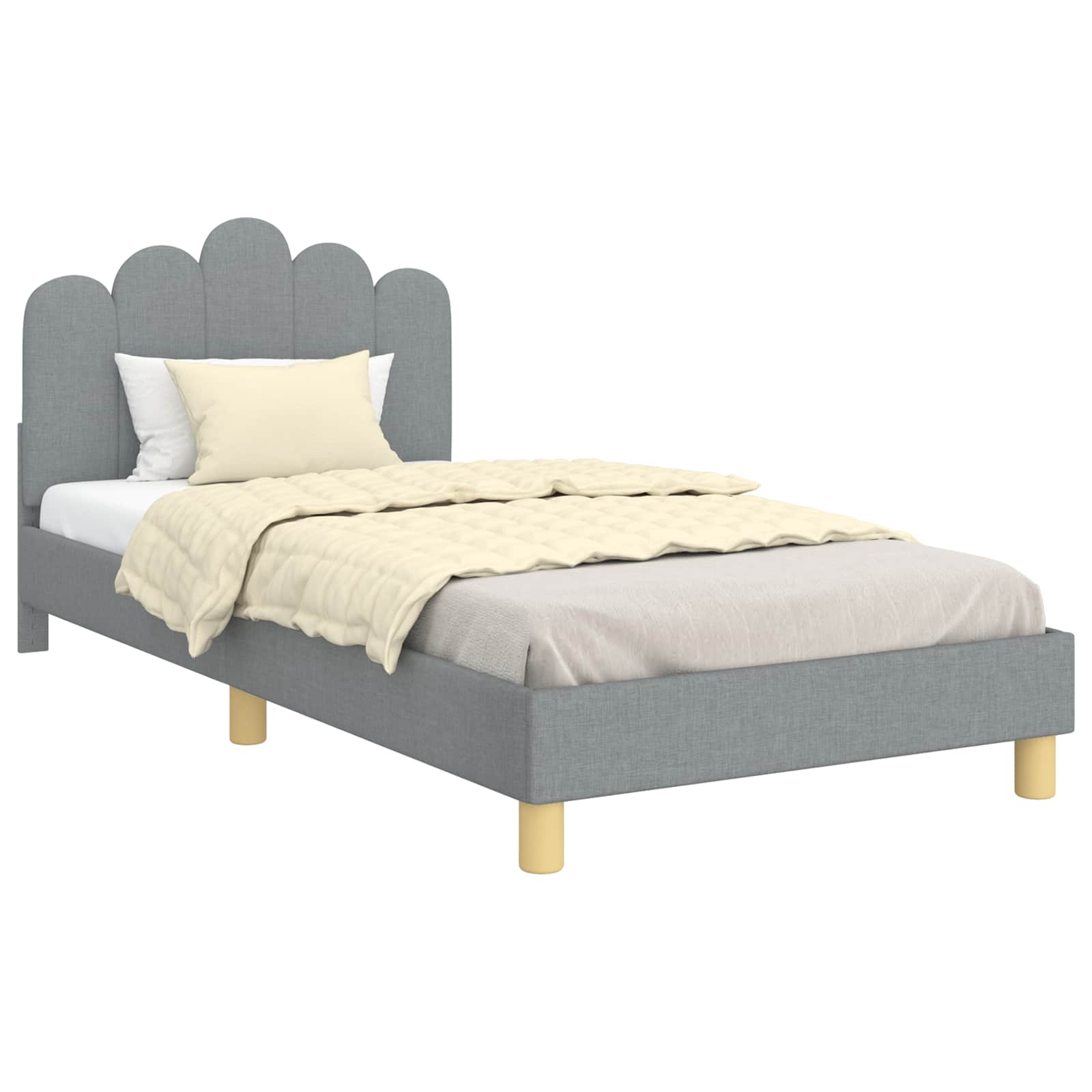 Krevet za djecu s uzglavljem Svijetlo siva 90 x 190 cm tkanina