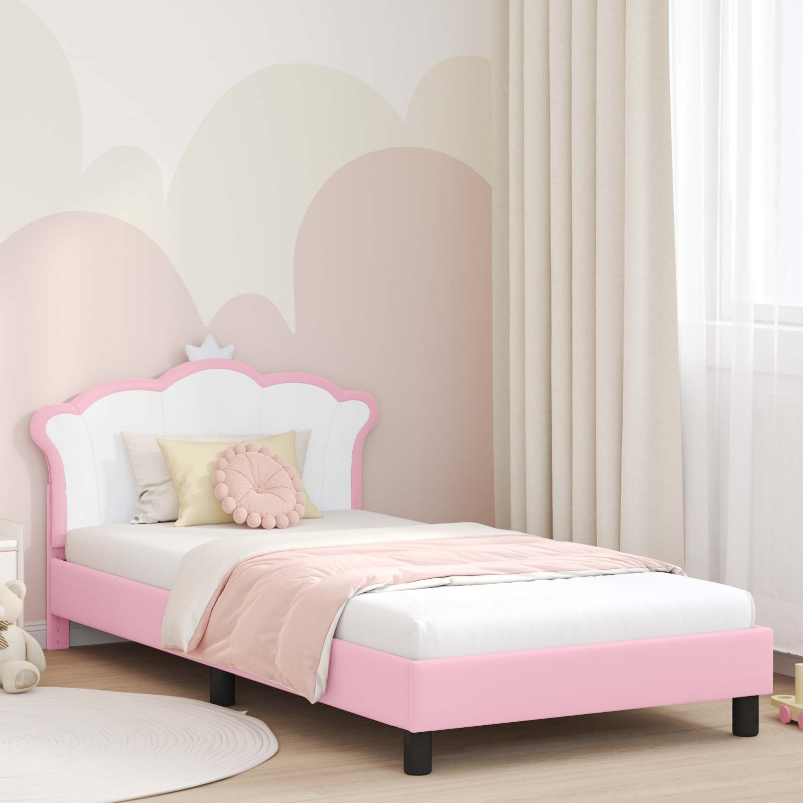 Krevet za djecu s uzglavljem Ružičasta 90 x 190 cm PU