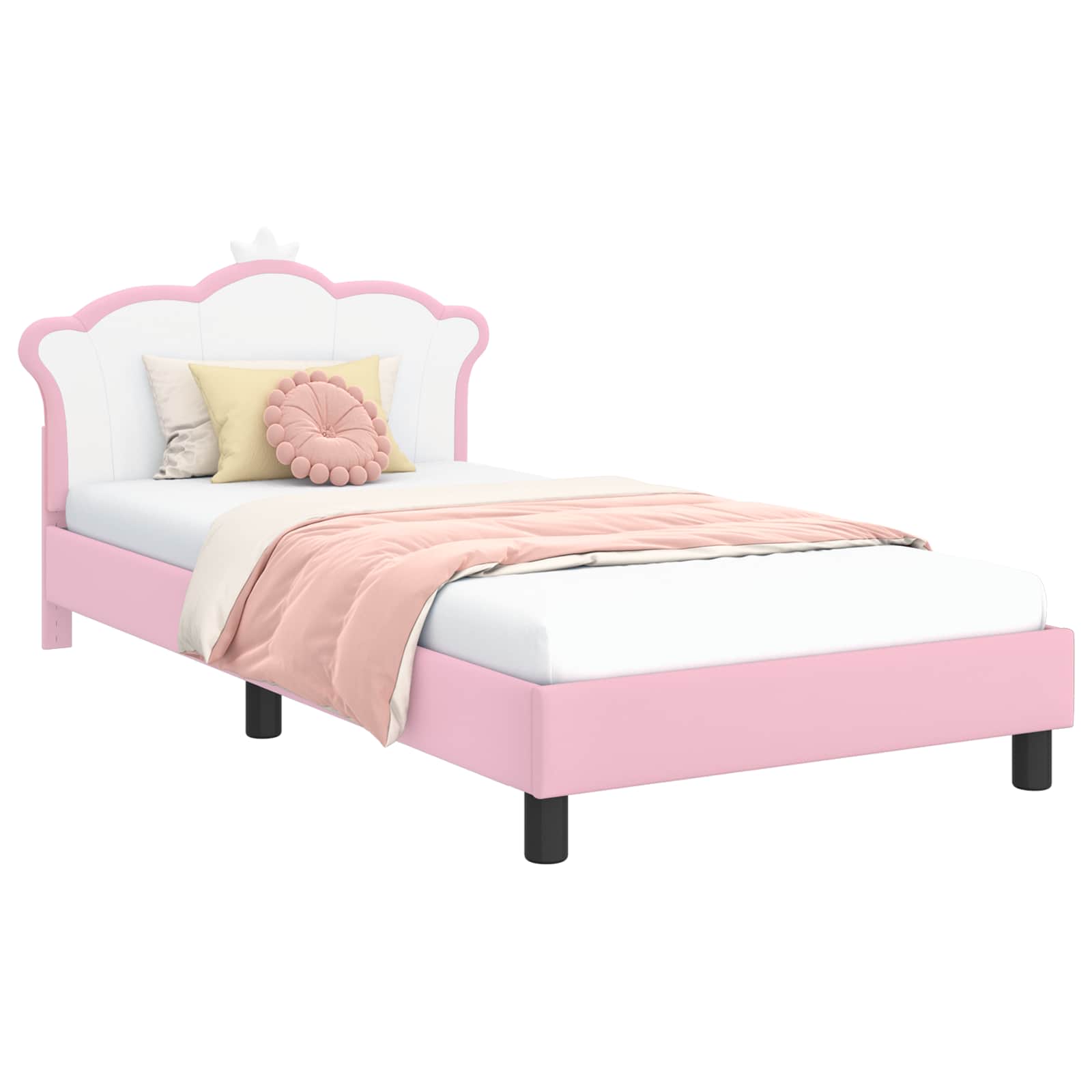 Krevet za djecu s uzglavljem Ružičasta 90 x 190 cm PU
