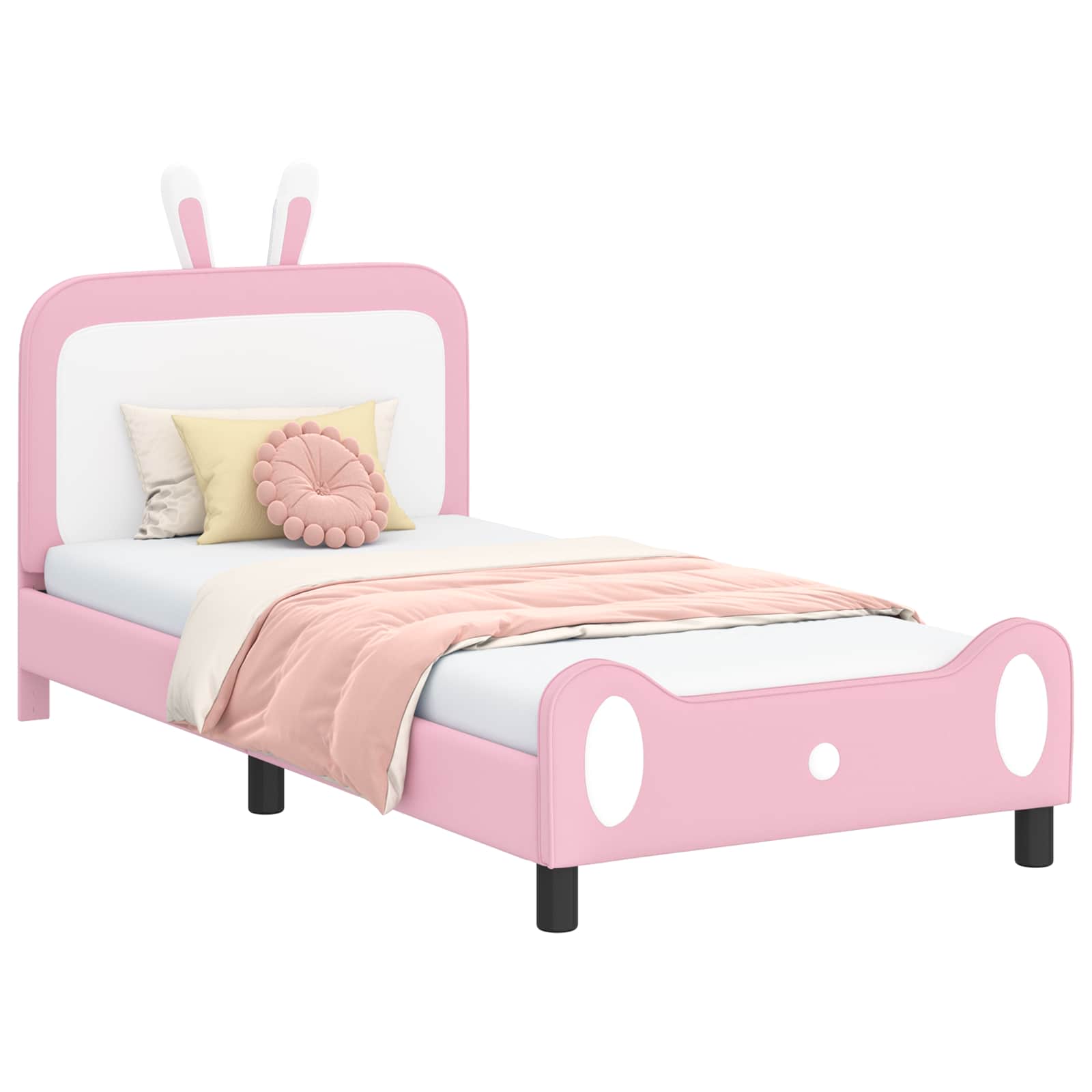 Krevet za djecu s uzglavljem Ružičasta 90 x 190 cm PU