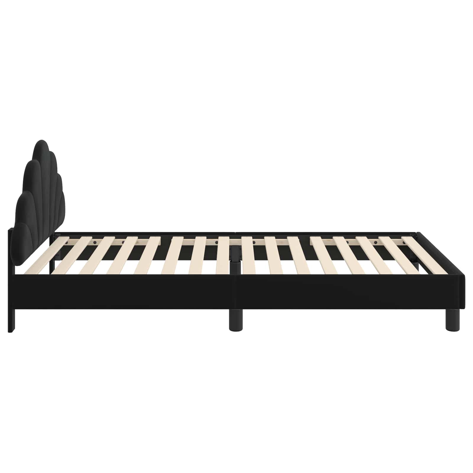 Krevet za djecu s uzglavljem Crna 90 x 190 cm Baršun