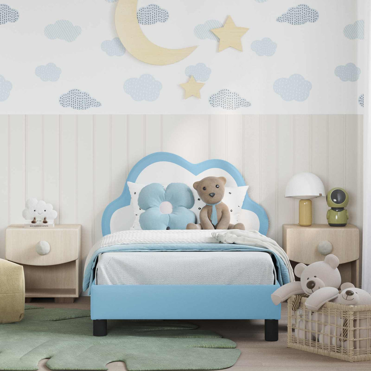 Krevet za djecu s uzglavljem Plava 80 x 160 cm PU