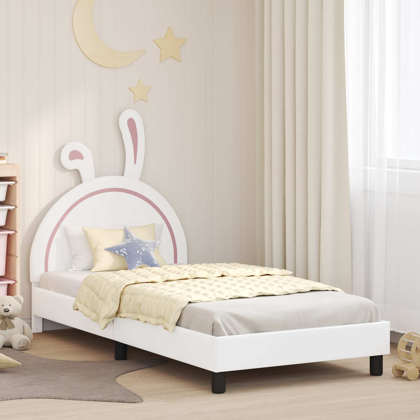 Krevet za djecu s uzglavljem s uzglavljem Bijelo 80 x 200 cm PU
