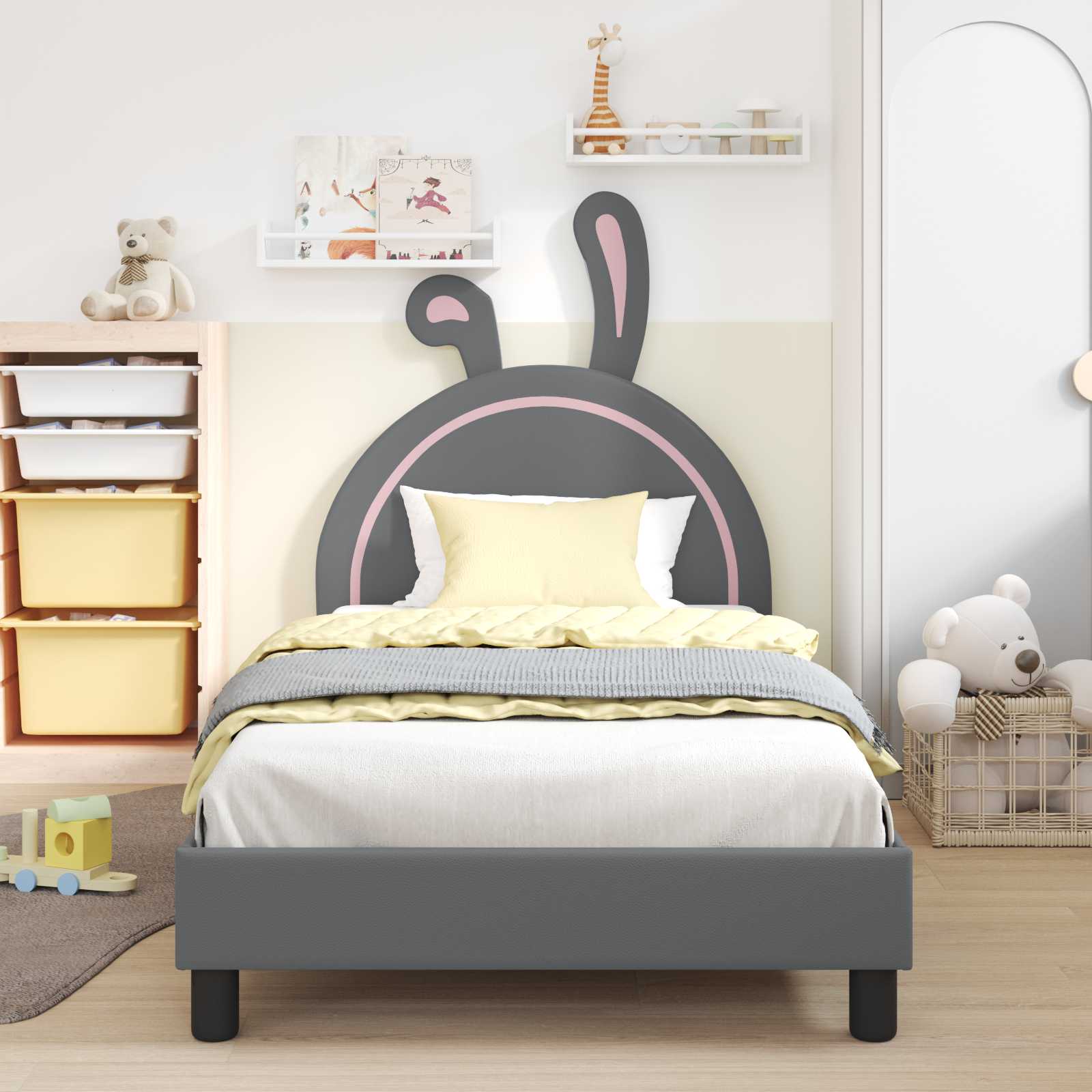 Krevet za djecu s uzglavljem Svijetlo siva 90 x 190 cm PU