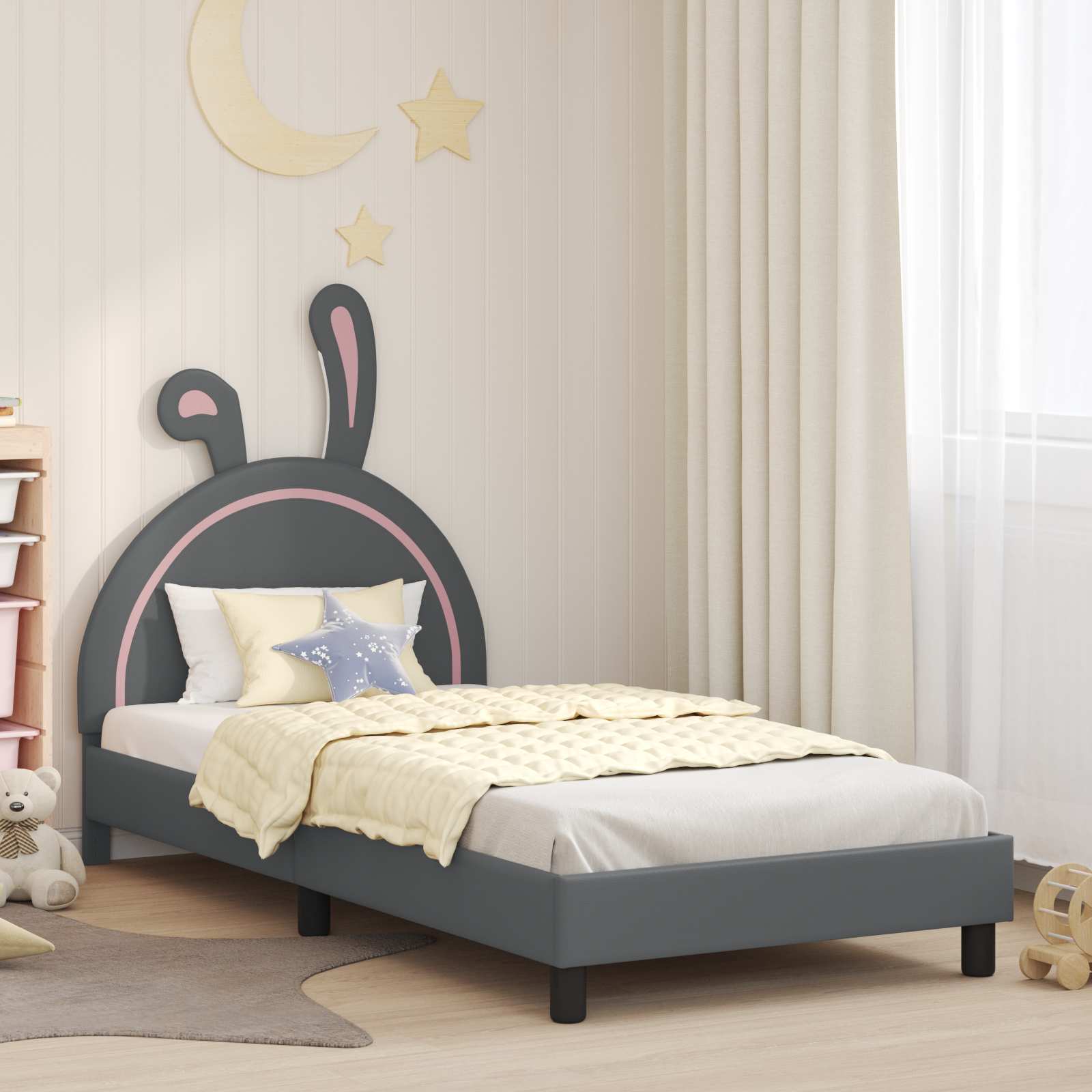 Krevet za djecu s uzglavljem Svijetlo siva 90 x 200 cm PU