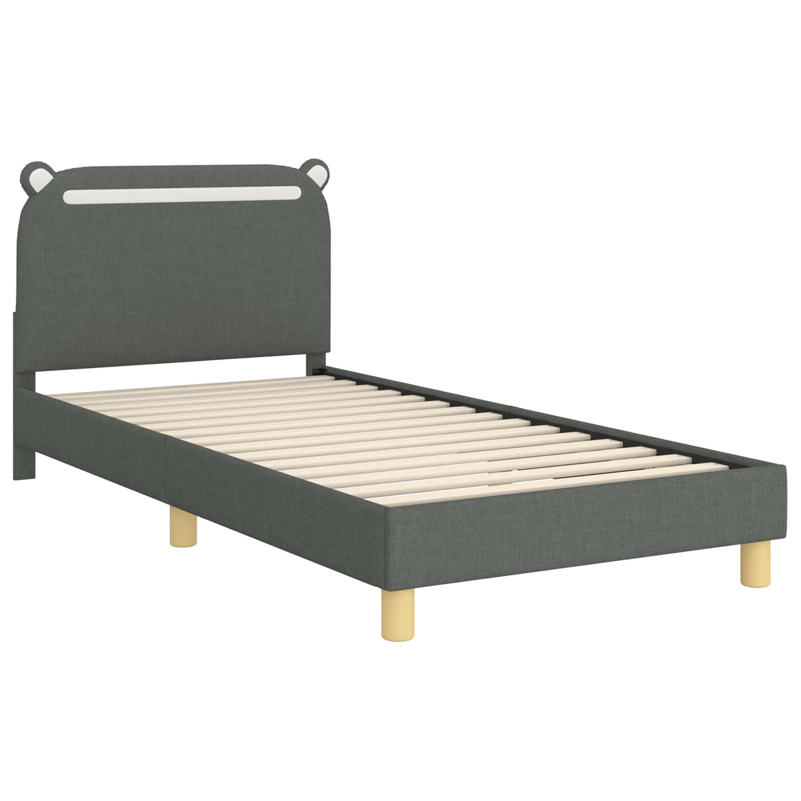 Krevet za djecu s uzglavljem Tamnosiva 80 x 200 cm Tkanina